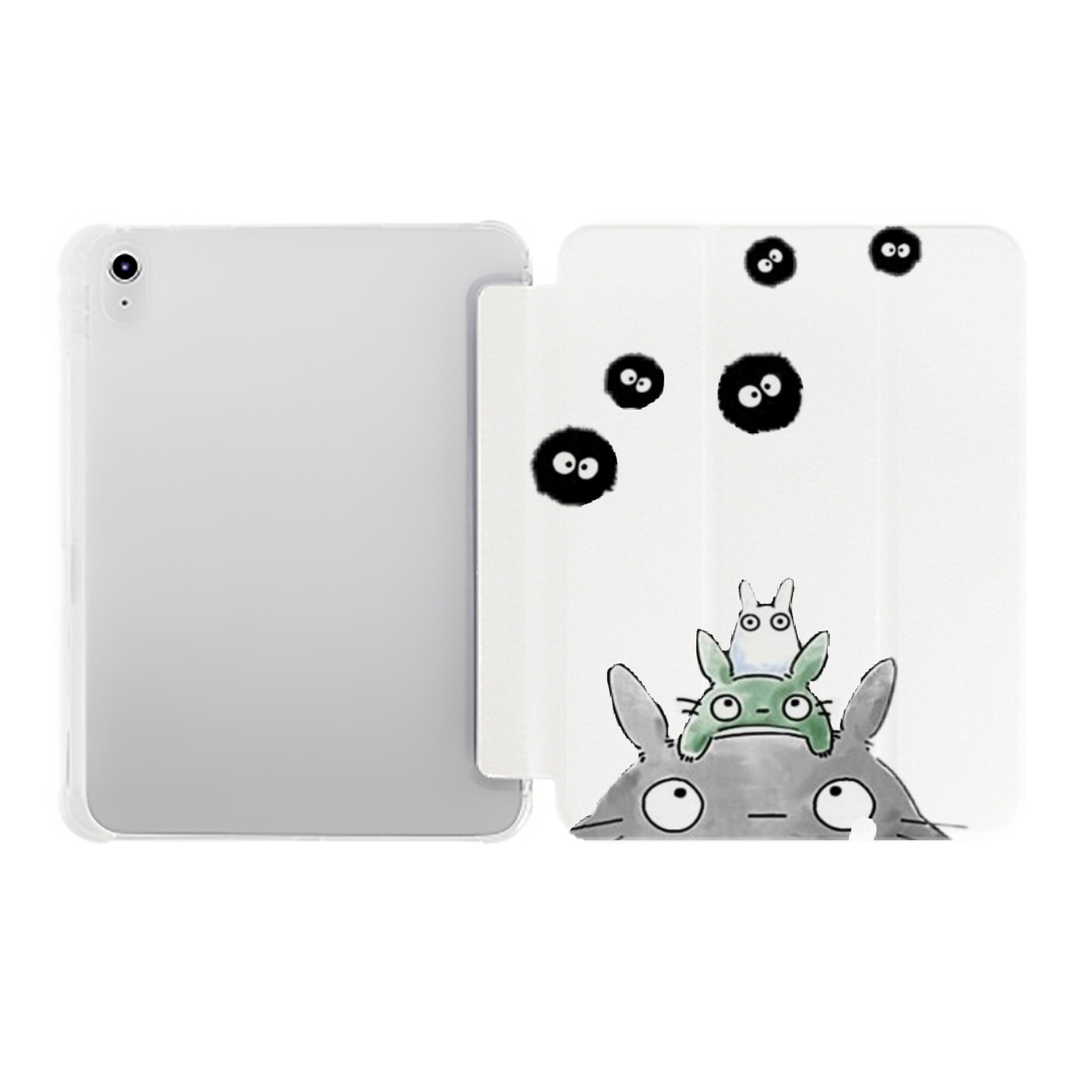 （画像用） となりのトトロ 草壁メイ 草壁サツキ My Neighbor Totoro Satsuki Kusakabe Mei Kusakabe IPad ケース ペン収納付き 三つ折りスタンド PUレザー×シリコン 対応機種9.5/10.5/10.9インチ